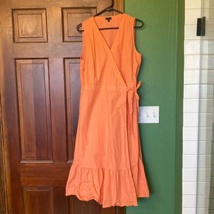 New Talbots V-Neck Poplin Wrap Sleeveless Dress Size 14